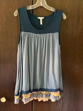 Matilda Jane sleeveless School Spirit blue tulle ruffled tank top. Size Large